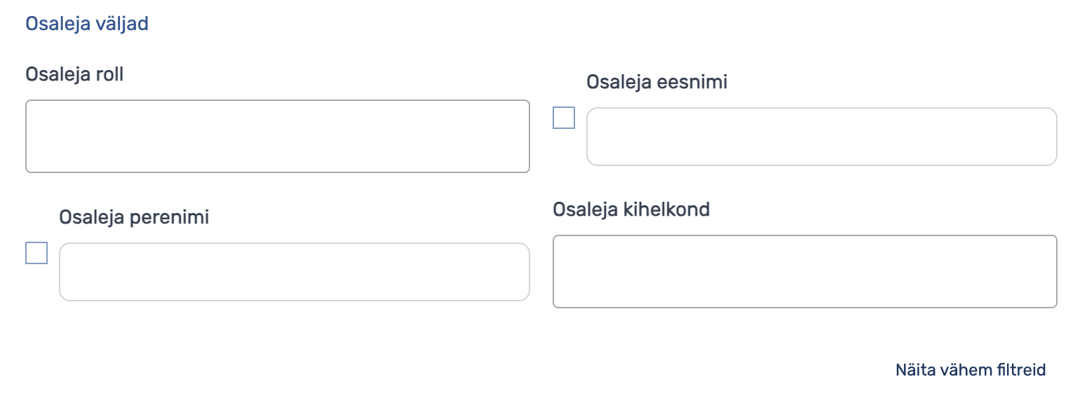 Otsinguvorm osaleja väljad
